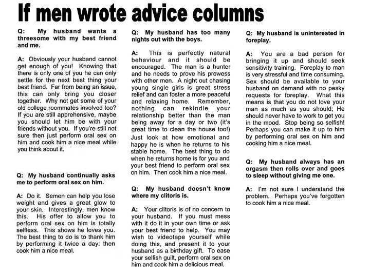 Men's Advice Column